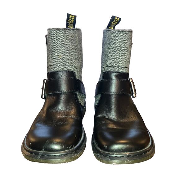 Dr. Martens Gayle Biker Boots with Houndstooth Black and White Tweed- EU 36 US 5 - Picture 2 of 11
